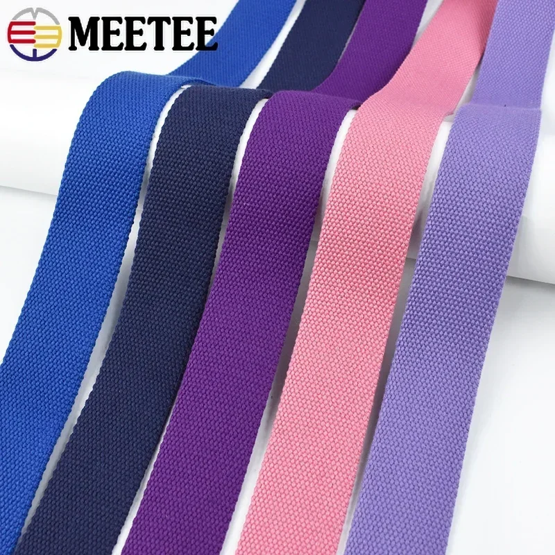 Meetee 5Meters 25mm Width 2mm Thick Canvas Cotton Ribbon Textile Webbing Tape for Bags Strap Belt Sewing DIY Craft Accessories