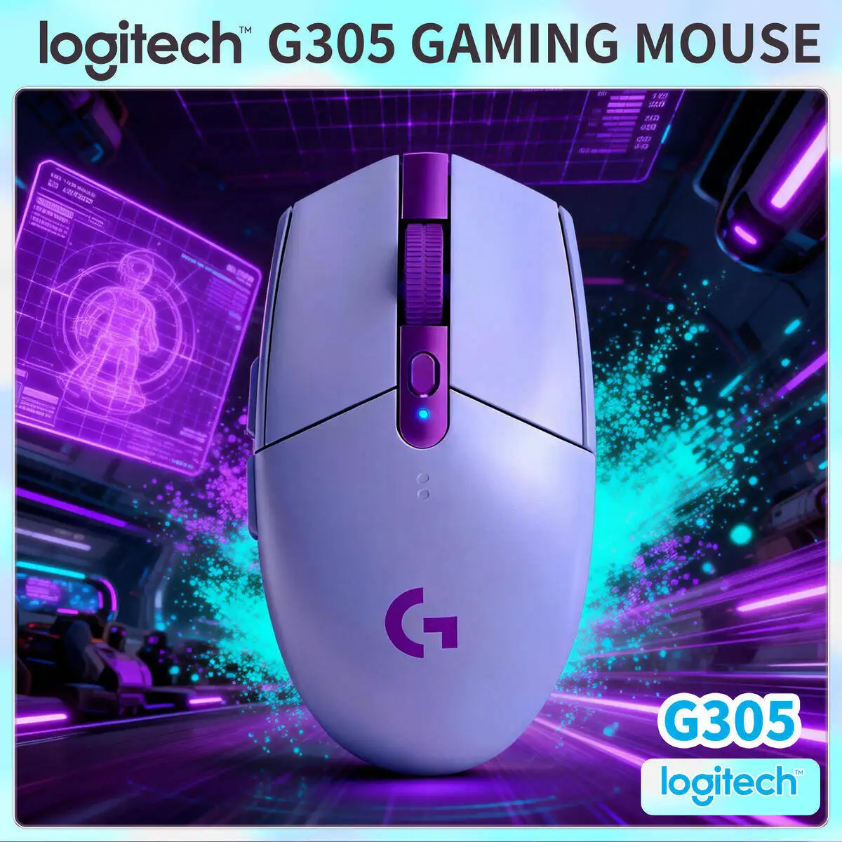 

Беспроводная игровая мышь Logitech G304, датчик HERO, 12000 точек на дюйм, 6 программируемых кнопок, длительный срок службы батареи для ПК, ноутбуков, геймеров