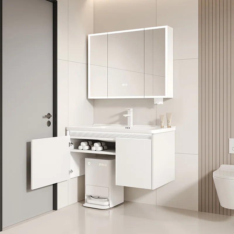 HYS sensor ambient light robot vacuum cleaner base station, bathroom cabinet, ceramic integrated basin, bathroom, hand wash