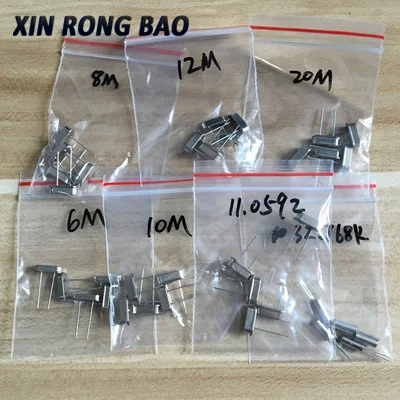 HC-49s DIP Crystal Oscillator electronic Kit resonator ceramic quartz resonator 7values*5PCS 32.768K 6 8 10 12 11.0592 16MHZ