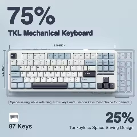 AULA F87 Pro 가스켓 게임용 기계식 키보드 75% TKL 레이아웃 무선 핫 스왑 RGB 맞춤형 Bluetooth 키보드 2024 새로운 색상
