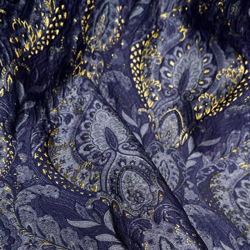 Ethnic Court Style Metallic Jacquard Fabric Sewing Home Shiny Yarn Coat Designer Textile Handmade Decoration Crafts Materials