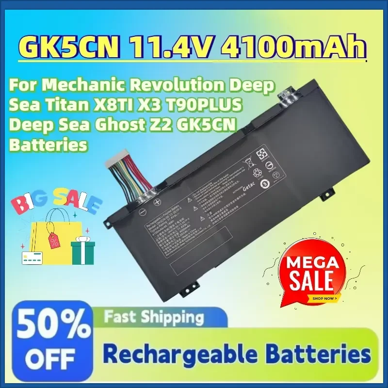 

New GK5CN 11.4V 4100mAh Laptop Battery for Mechanic Revolution Deep Sea Titan X8TI X3 T90PLUS Deep Sea Ghost Z2 GK5CN
