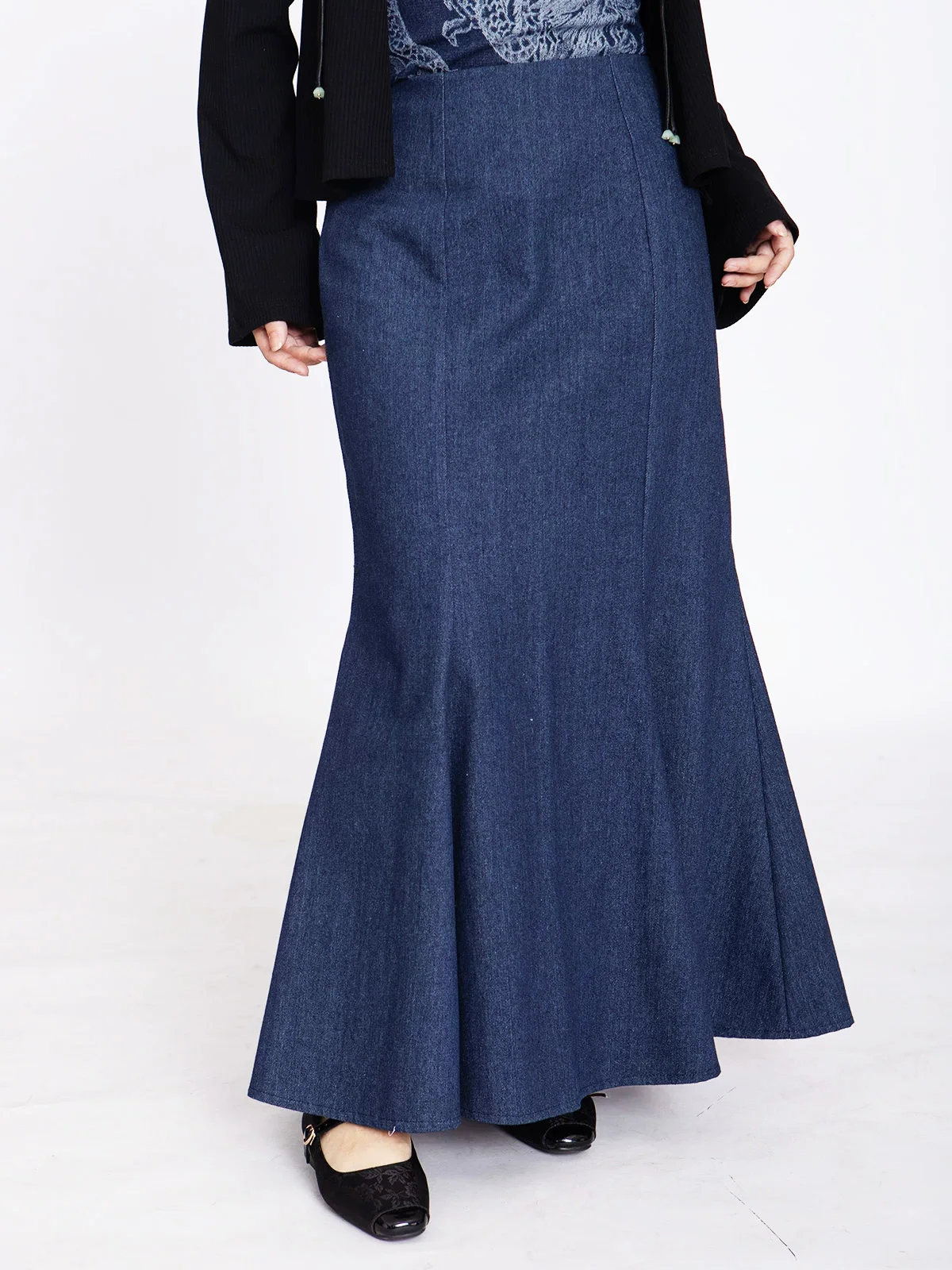 Plus Size 2026 Autumn Jeans Mermaid Tail mermaid Skirts. Retro Casual OL office Denim Casual Long skirt for Womens
