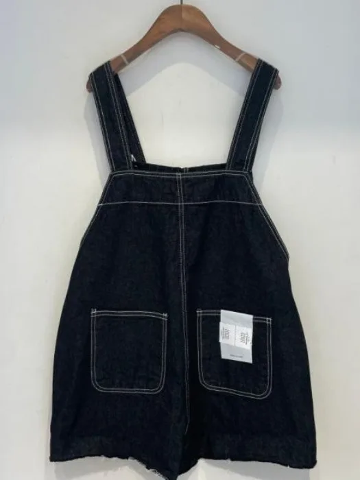 

Chic Summer Vintage Square Collar Embroidery Design Adjustable Strap Denim Overalls ort Pants Women's Faionable Trousers