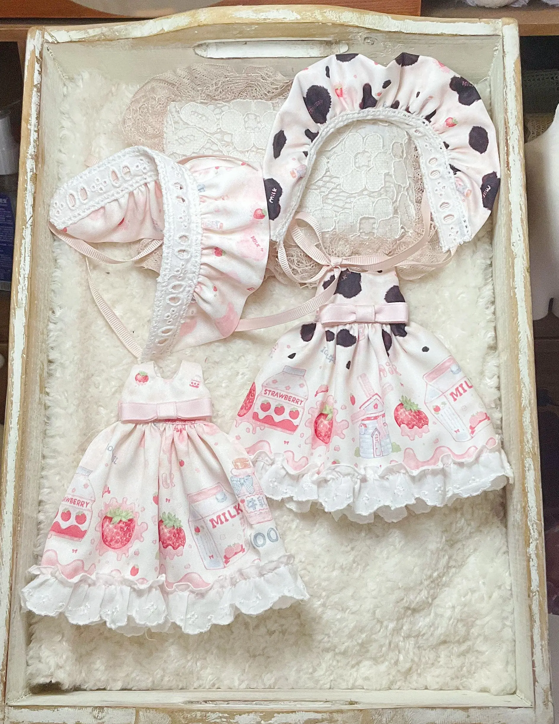 Bjd puppen kleidung geeignet für blyth ob24 größe süße puppen kleidung kuh kleid set puppen zubehör (2 punkte)