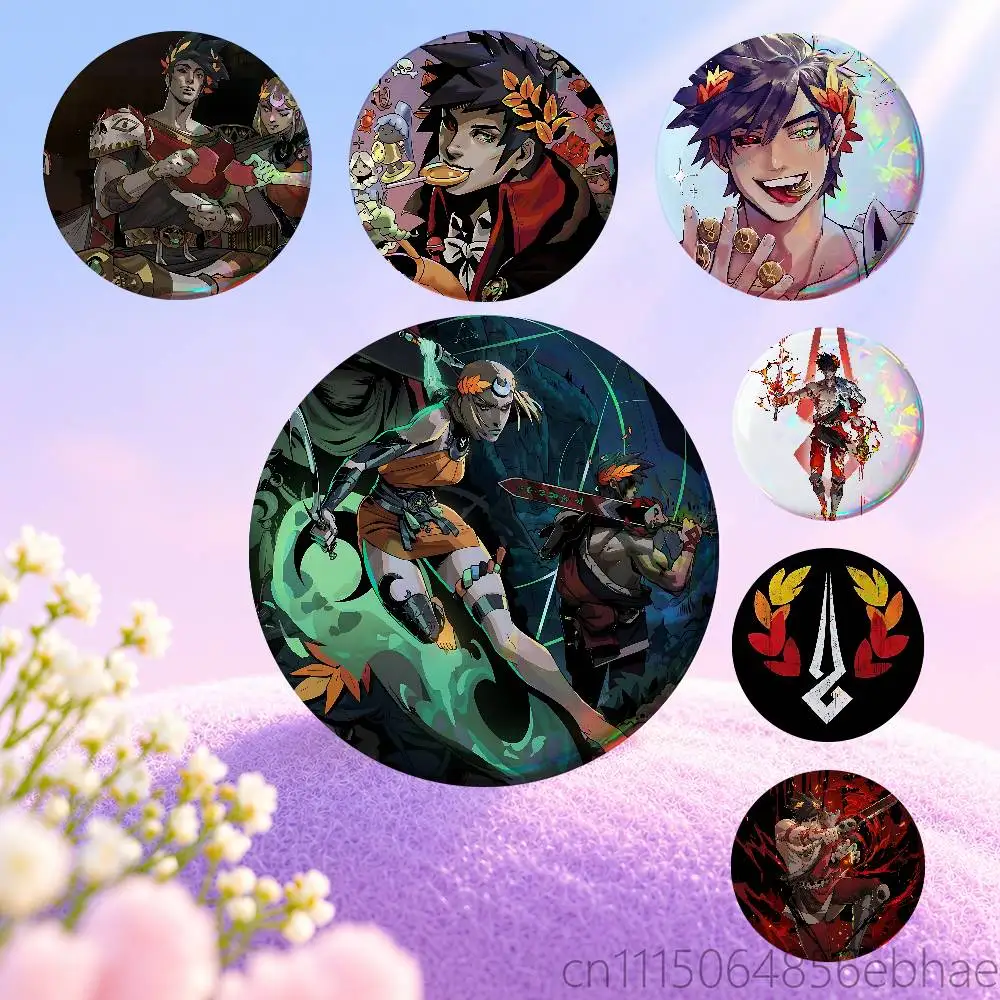 FOR Zagreus Melinoe Hades Round Exquisite Laser Badge Brooches Creative Pins For Clothes Hat Backpack Gift Accessories