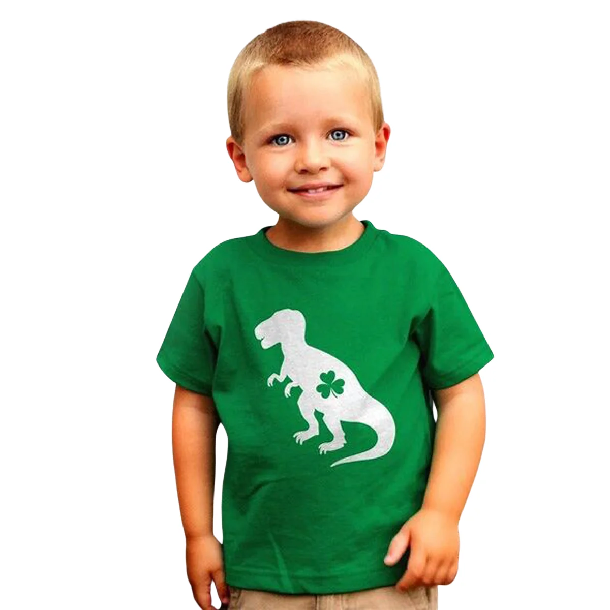 

Lucky Dinosaur Patrick's Day Green Tshirt Luckest Boys Girls Kids White T-shirts First St Patricks Day Clothes Fashion Tops Tee