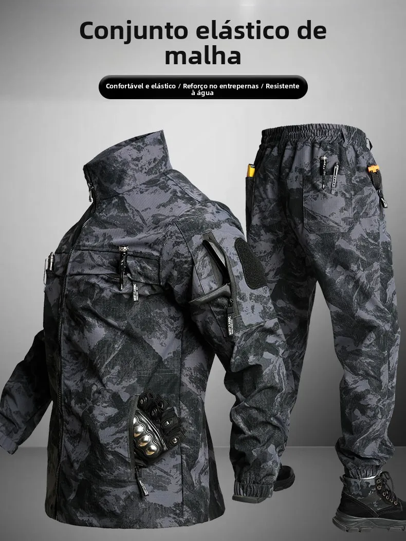new-men's-camouflage-uniform-set-outdoor-workwear-multi-pocket-elastic-waterproof-spring-work-clothes-tactical-utility