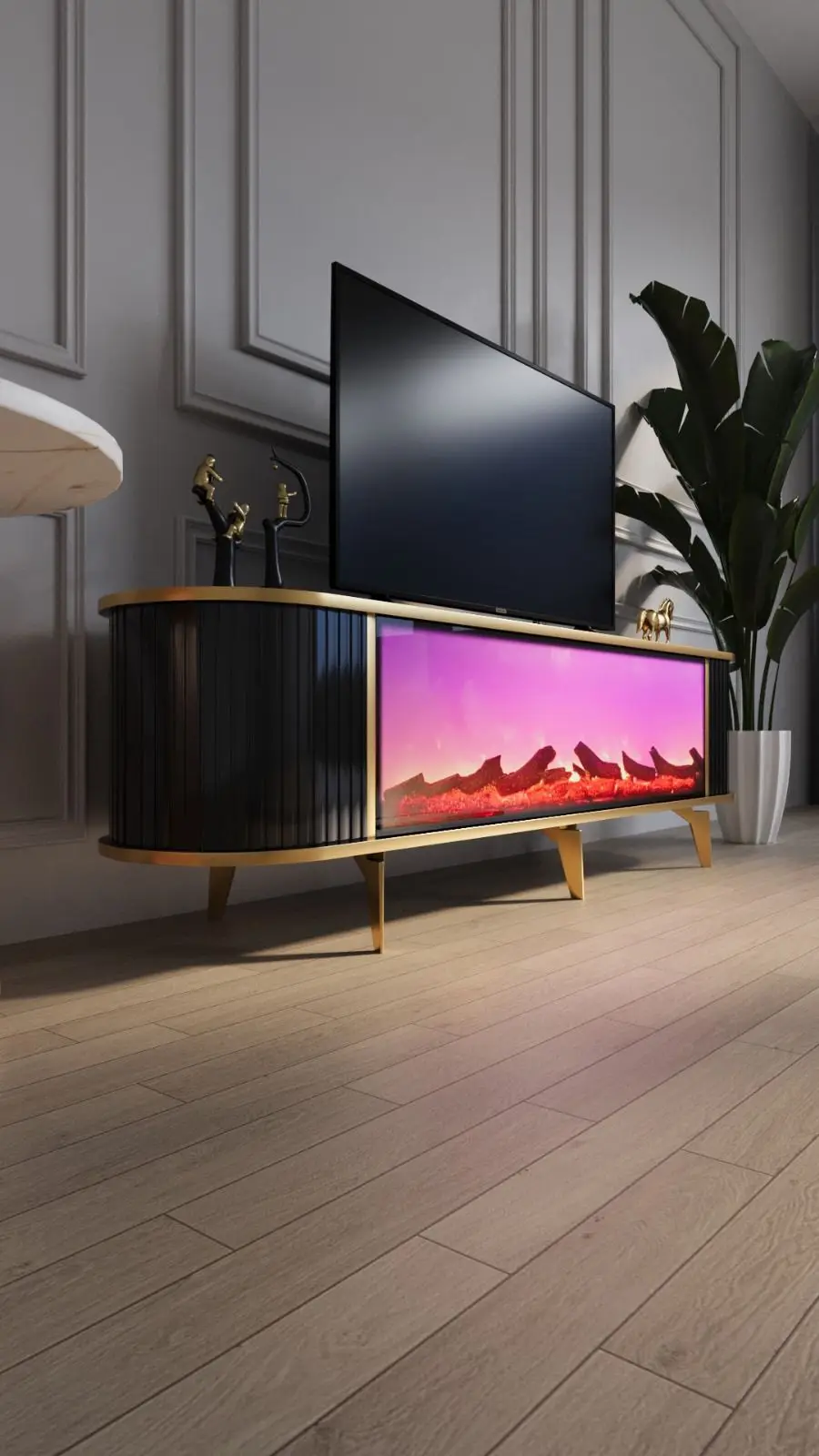 *Wooden Elctronic Fireplace Tv Stands Hot Selling Product Modern and Luxury  Tv Stands With Bluetooth Connection