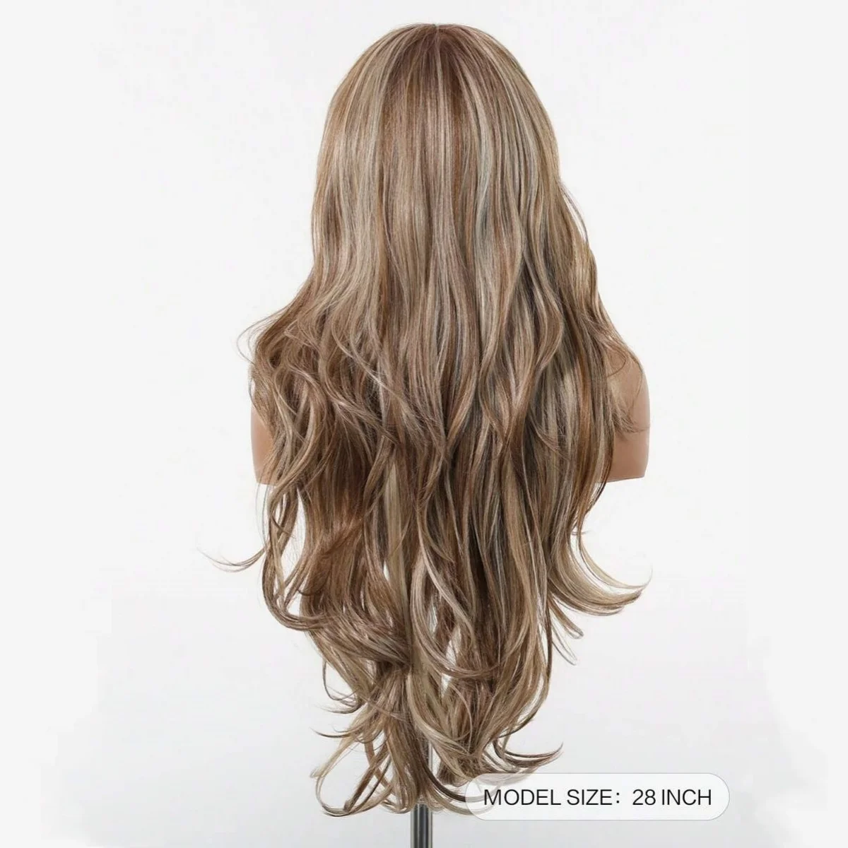 13x6 HD Body Wave Lace Front Wig Brown Highlight Blonde Hair Synthetic Wig With Baby Hair For Women Preplucked Lace Glueless Wig