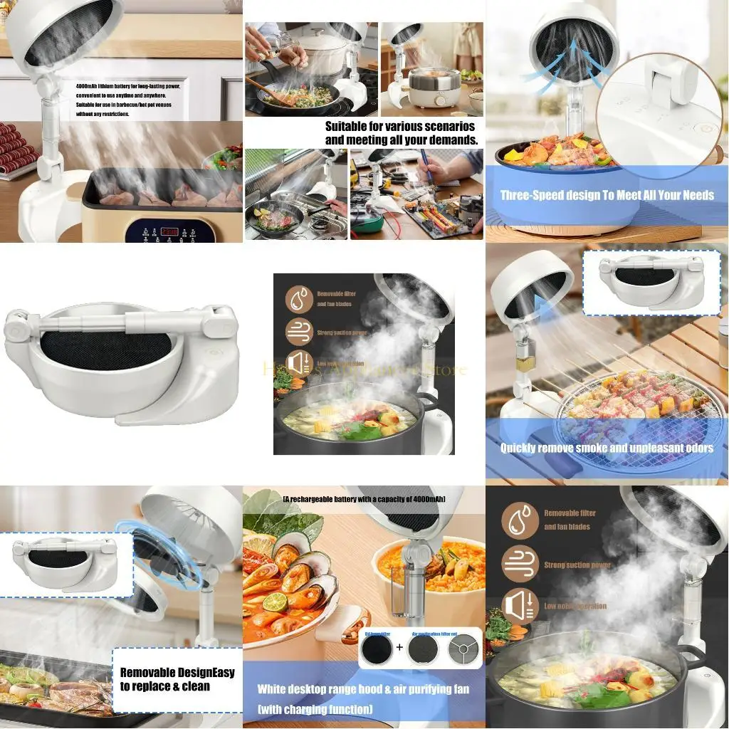 D0AB Miniatur Rentang Portabel Hood Dengan Kecepatan Angin yang Dapat Disetel Disetel Lepas Filter Desktop Kipas Kipas