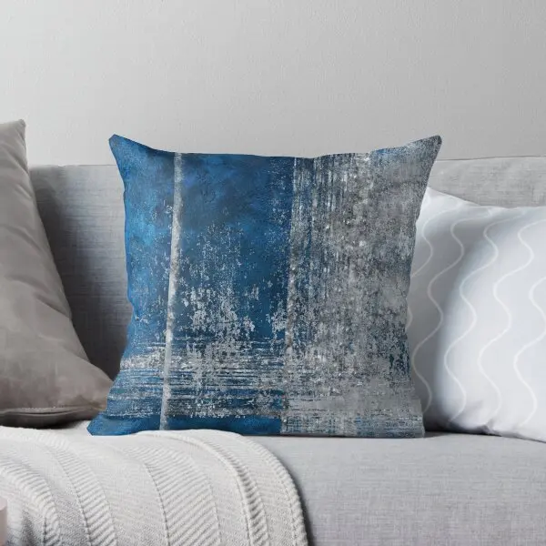 

Dark Blue And Silver Grunge Abstract Printing Throw Pillow Cover Anime Cushion Car Wedding Waist Pillows not include One Side