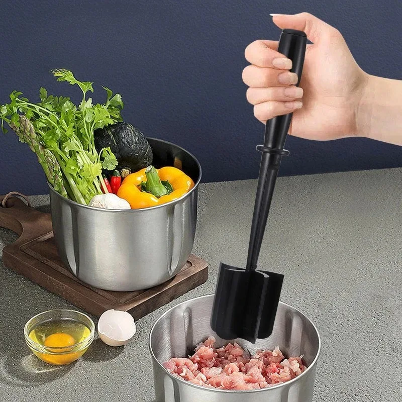

1Pcs Kitchen Meat Chopper Ground Beef Masher Mixing Grinding and Pounding Spatula Meat Scraper for Mincing Meat Kitchen Gadgets