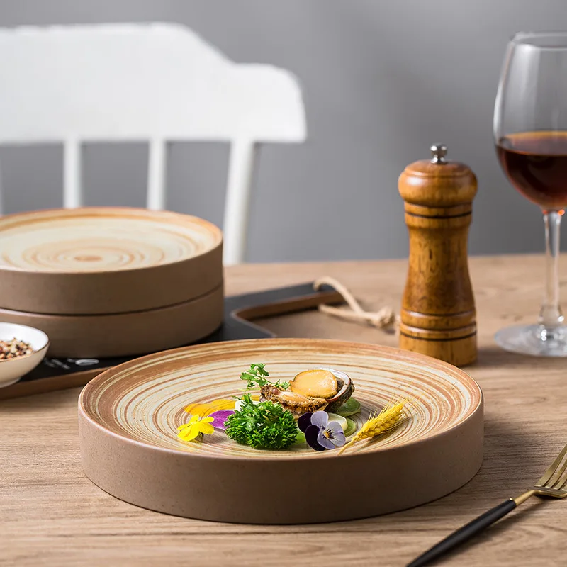 

Ceramic Round Cold Dish Plate Creative Serving Tray for Home Hotel Restaurant Tableware