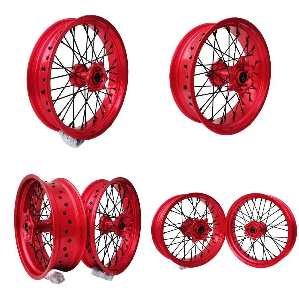 【2026 New Design】 Color Changed Supermoto Wheel Sets Motorcycle Parts 17 Inch Supermoto Front Wheels With Hub
