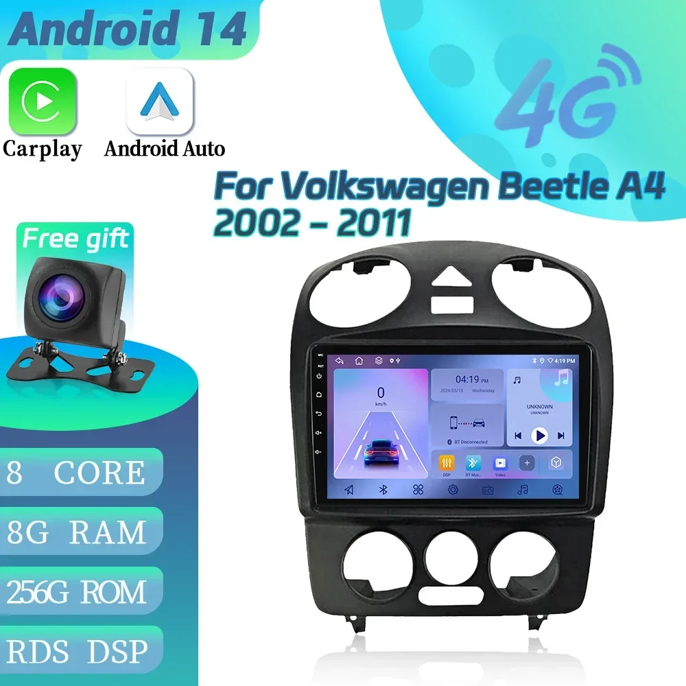 Android 14 Car Radio For Volkswagen Beetle A4 2002-2011 Navigation 4G GPS Multimedia Player Video Wireless Carplay Touch Screen