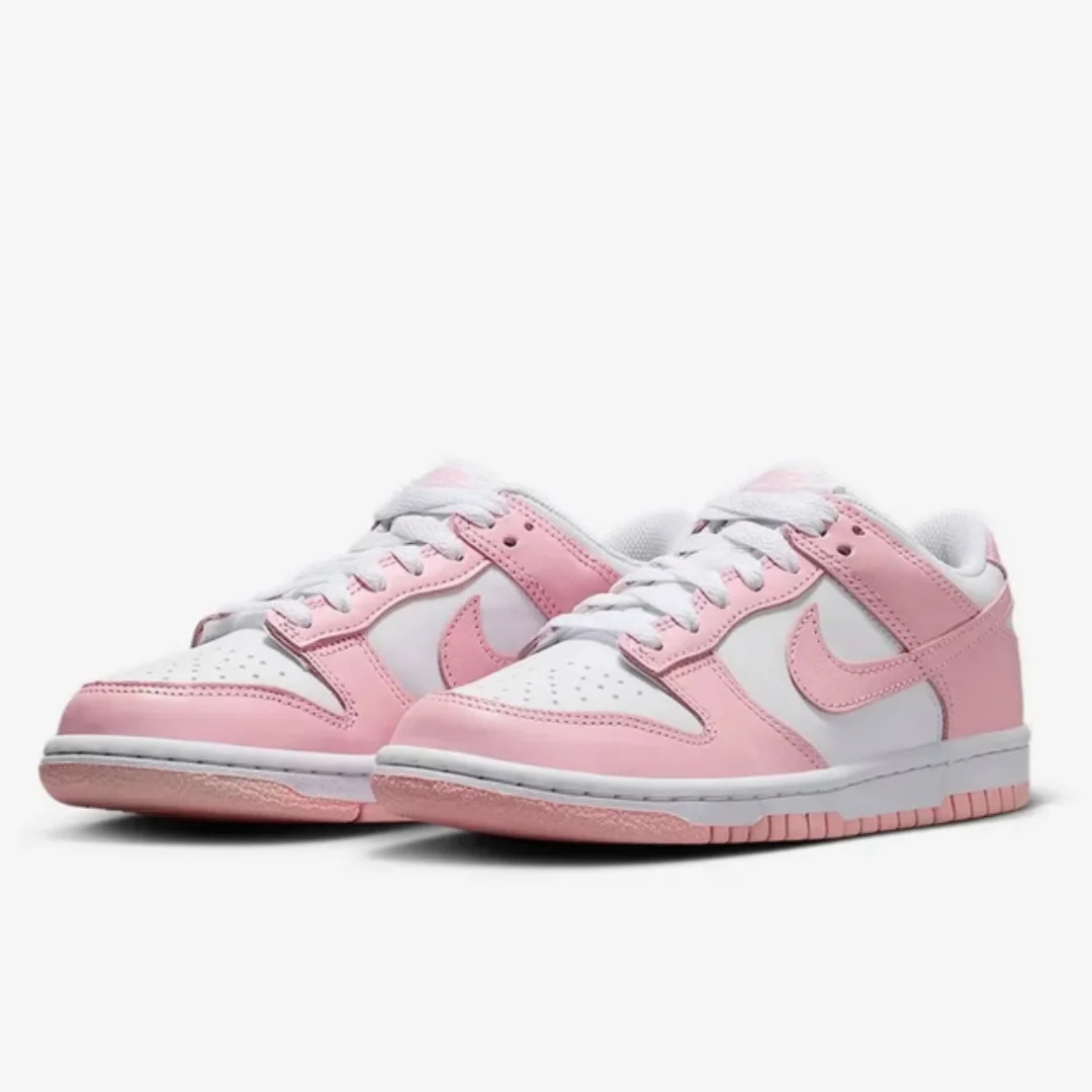 Zapatillas Nike (Nike) para jóvenes y mujeres, Dunk Low (Gs), color rosa y blanco, para uso diario, moda, versátiles, informales, deportivas, Fb9109-125