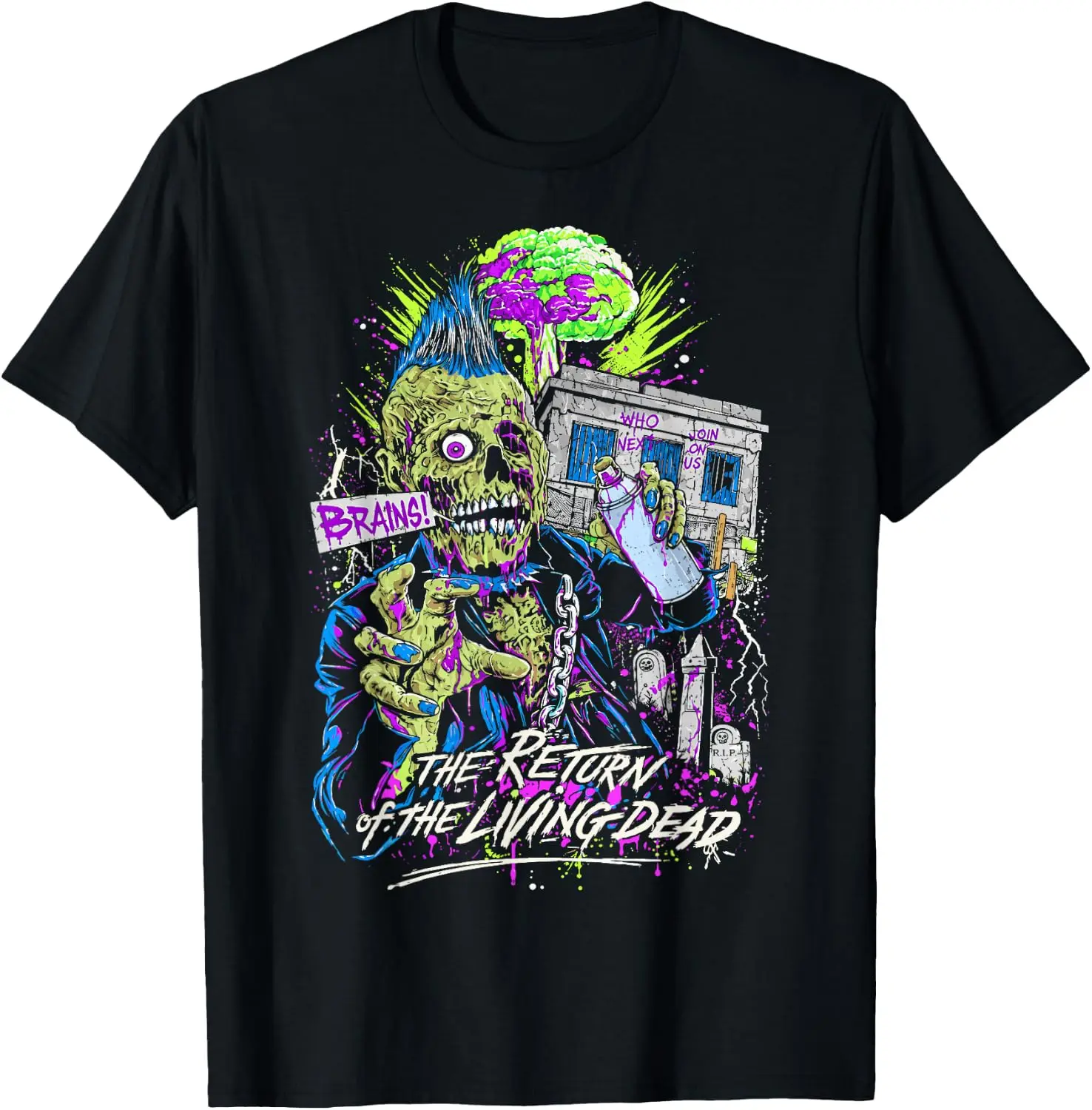 Return Of The Living Dead Retro Horror Zombie Halloween T-Shirt Breathable, heavyweight pure cotton short-sleeve top—stylish, plus-size, and suitable for year-round wear with a sporty, casual vibe