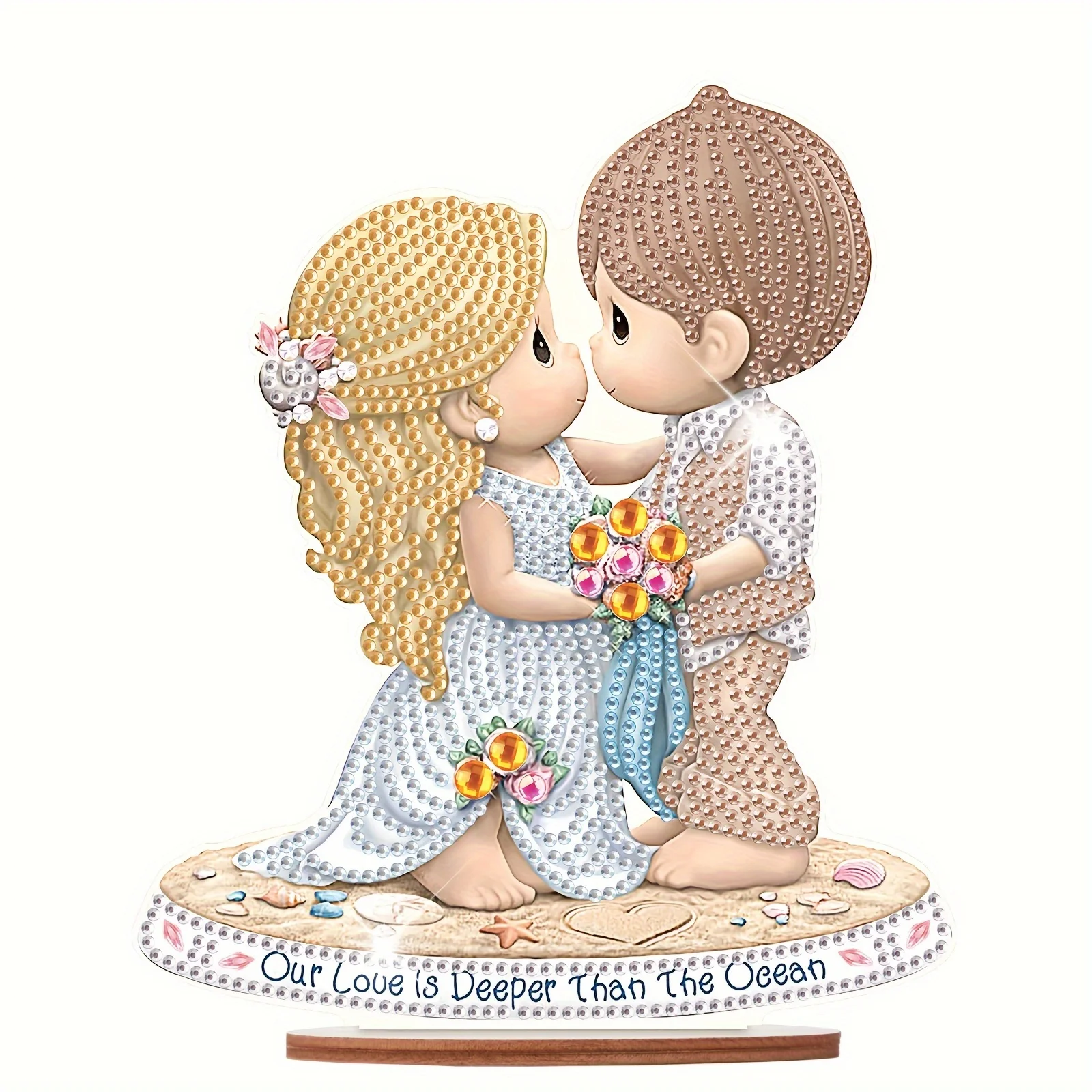 5D Diamond Art Wooden Table Decorations Kit Newlyweds DIY Special Shaped Rhinestones Diamond Painting Wood Desktop Ornaments