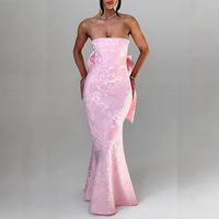 Fashion Women Floral Embroidery Strapless Elegant Dress Off Shoulder Sexy Evening Party Long Bodycon Dress Night Club Vestidos