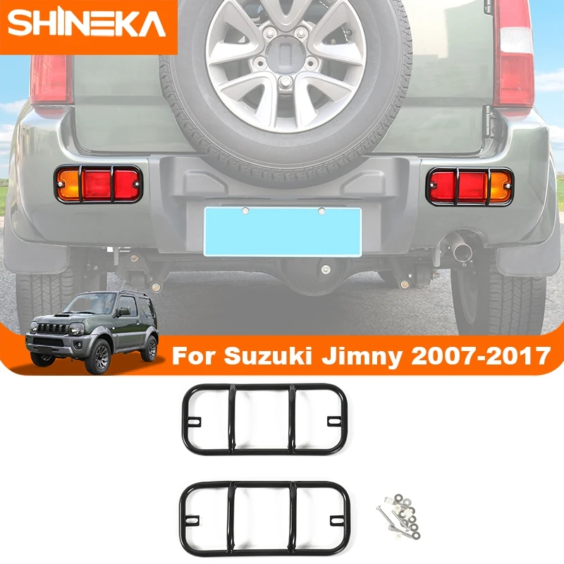 SHINEKA Lamp Hoods For Suzuki Jimny 2007 Up Iron Car Rear Bumper Fog Lamp Light Decoration Cover Rear Fog Light Trim Accessories