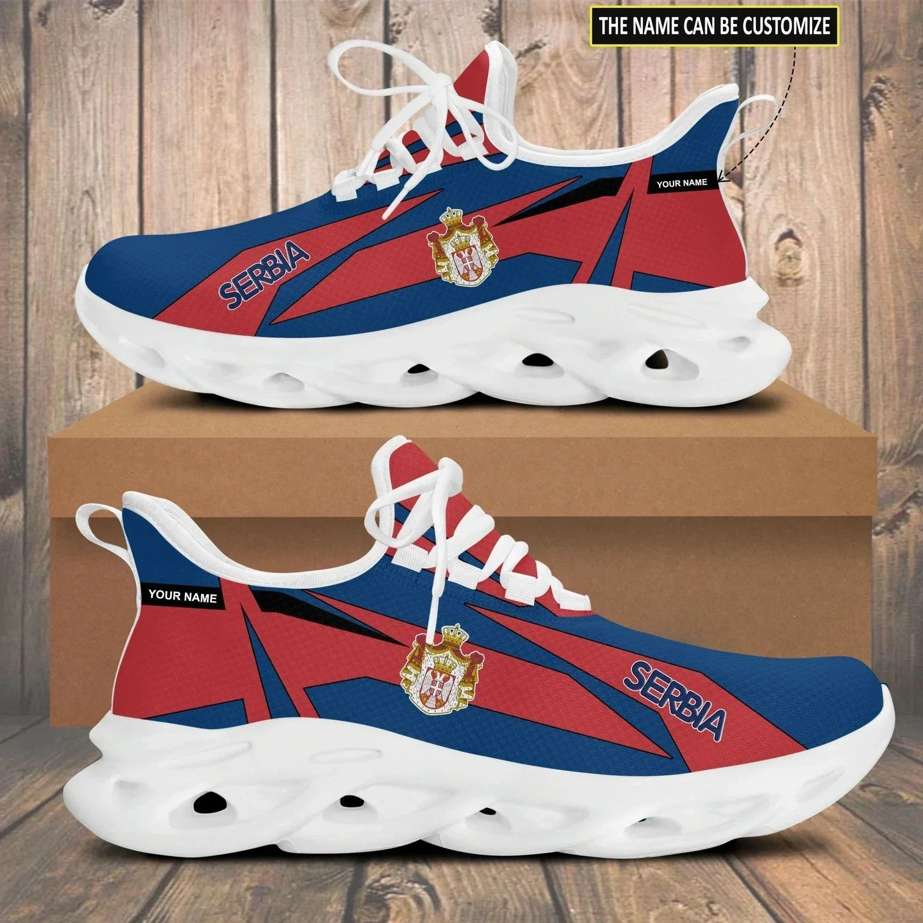 

Повседневная обувь для мужчин, спортивные кроссовки на шнуровке с флагом Сербии, новый дизайн, дышащие мужские кроссовки, легкие кроссовки для бега, мужская обувь