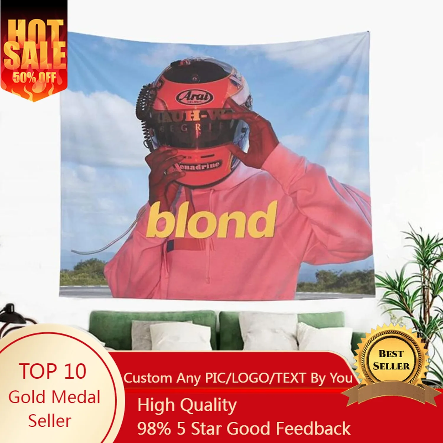 ألبوم فرانك أوشن أشقر نسيج سباق نسيج الجدار الشنق ملصق فني لغرفة النوم غرفة المعيشة كلية النوم ديكور مخصص