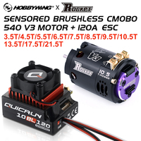 Hobbywing QUICRUN 10BL120 120A ESC w/Rocket 540 V3 4.5T 10.5T 13.5T Motor Sensored Brushless Combo for 1/10 1/12 F1 RC Car