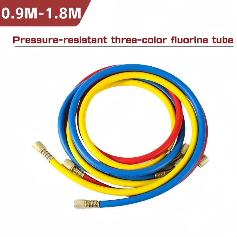 0.9M-1.8M AC Charging Hose Tube Kit Hose Low Loss Fittings for R134 R22 Refrigerant Air Conditioning Manifold Gauge