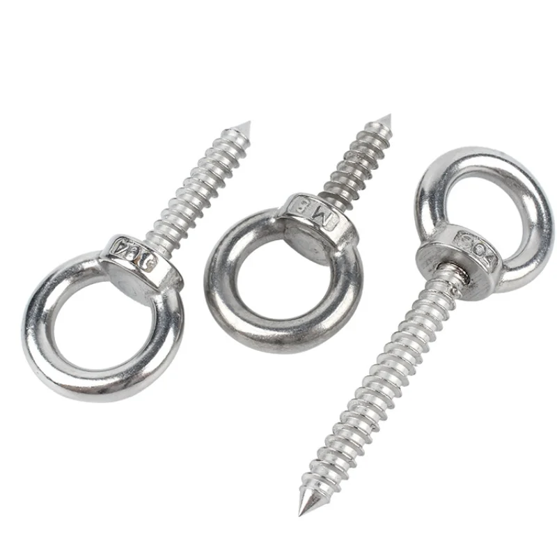 304 Stainless Steel Lifting Eye Self Tapping Screw Sheep Eye Round Ring Self Tapping Screw Hook M4 M5 M6 M8 M10 M12