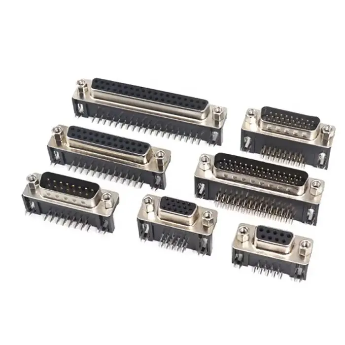 【3-1PCS】DR9 DR15 DR25 DR37 hole/pin female/male connector RS232 serial port adapter solder pad 90 degree bent foot/pin