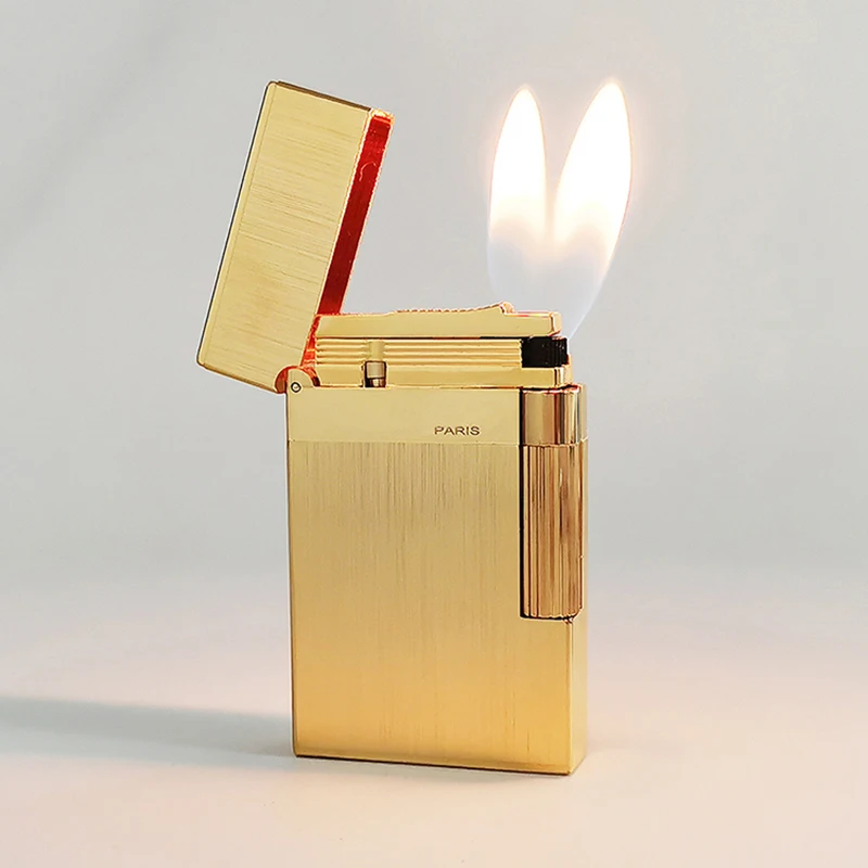 

Luxury brand lighter Custom Dual Flame Butane Gas Lighter Brass Lighter cigarette accessories, a perfect gift for men