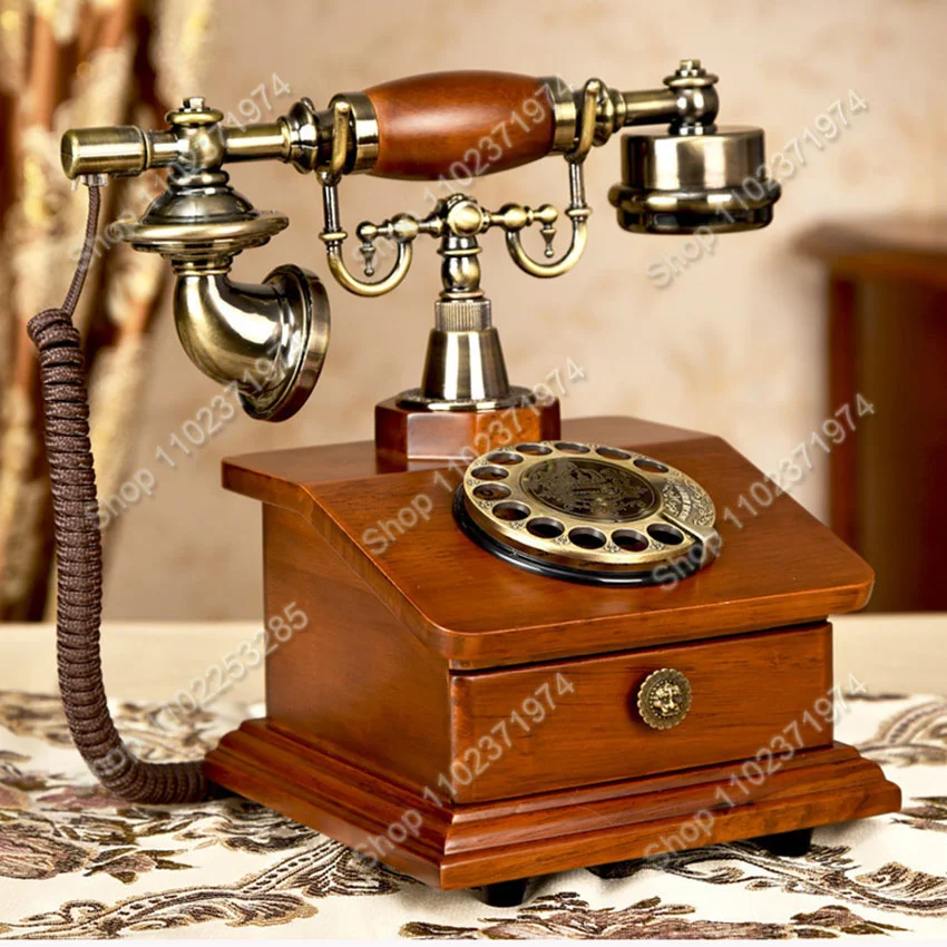 電子着信音付きレトロなロータリー電話、引き出し1つ、家庭やオフィスの装飾用のクラシックなスタイルのダイヤル電話