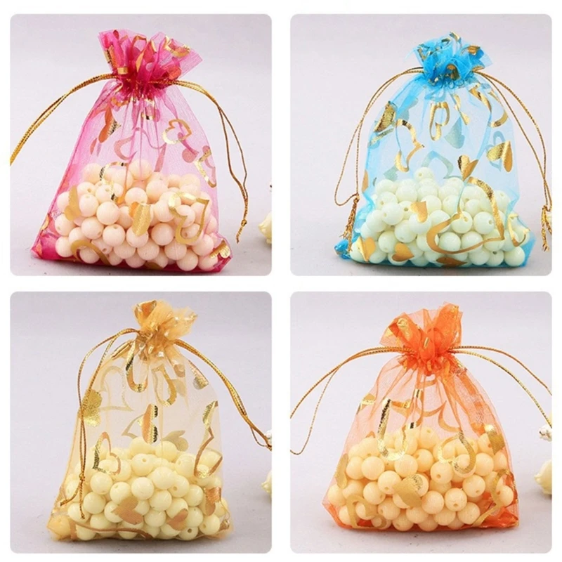 100pcs Elegant Gift Small Organza Bag with Drawstring Practical Wrapping Solution for Jewelry and Small