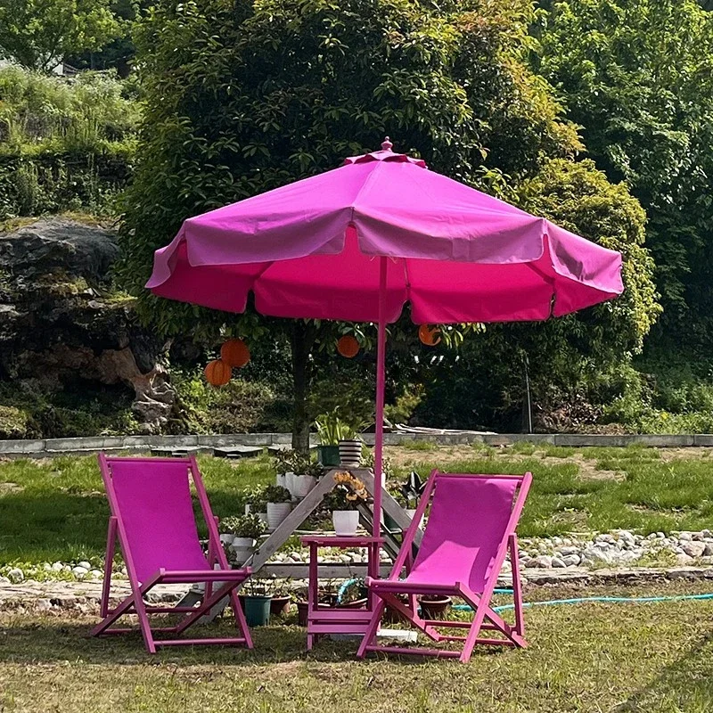 Fluorescente Folding Beach Chair, Proteção Solar, Pink Lucky Color, Rosa Vermelha, Proteção Solar, ao ar livre, Legal