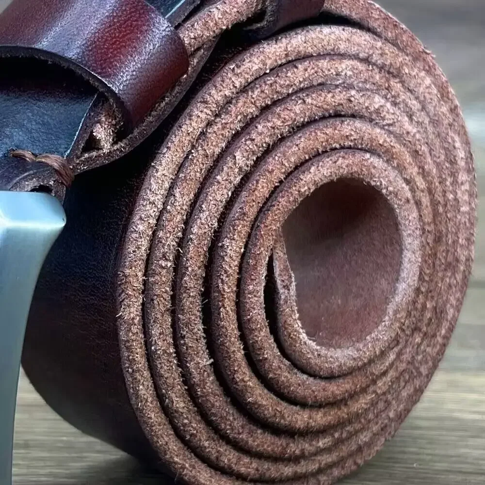 3.8CM Genuine Leather Belts For Men Luxury Designer High Quality Fashion Style Vintage Brown Cowboy Male Belt Factory Wholesale