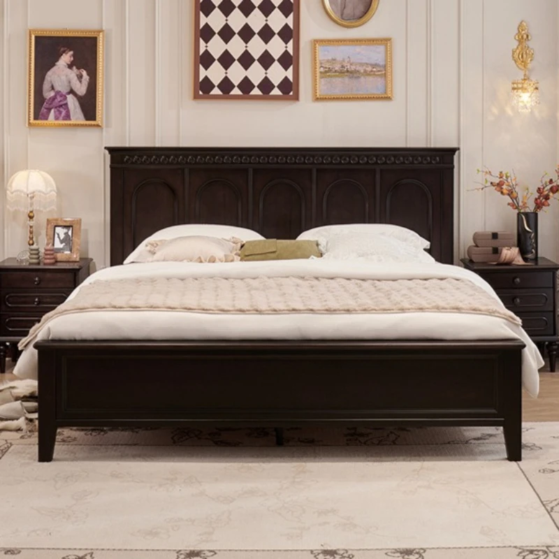 

Основания и каркасы кроватей из цельного дерева во французском стиле середины века, скандинавская креативная двуспальная кровать в стиле ретро, элитная мебель для спальни Cama FYBB