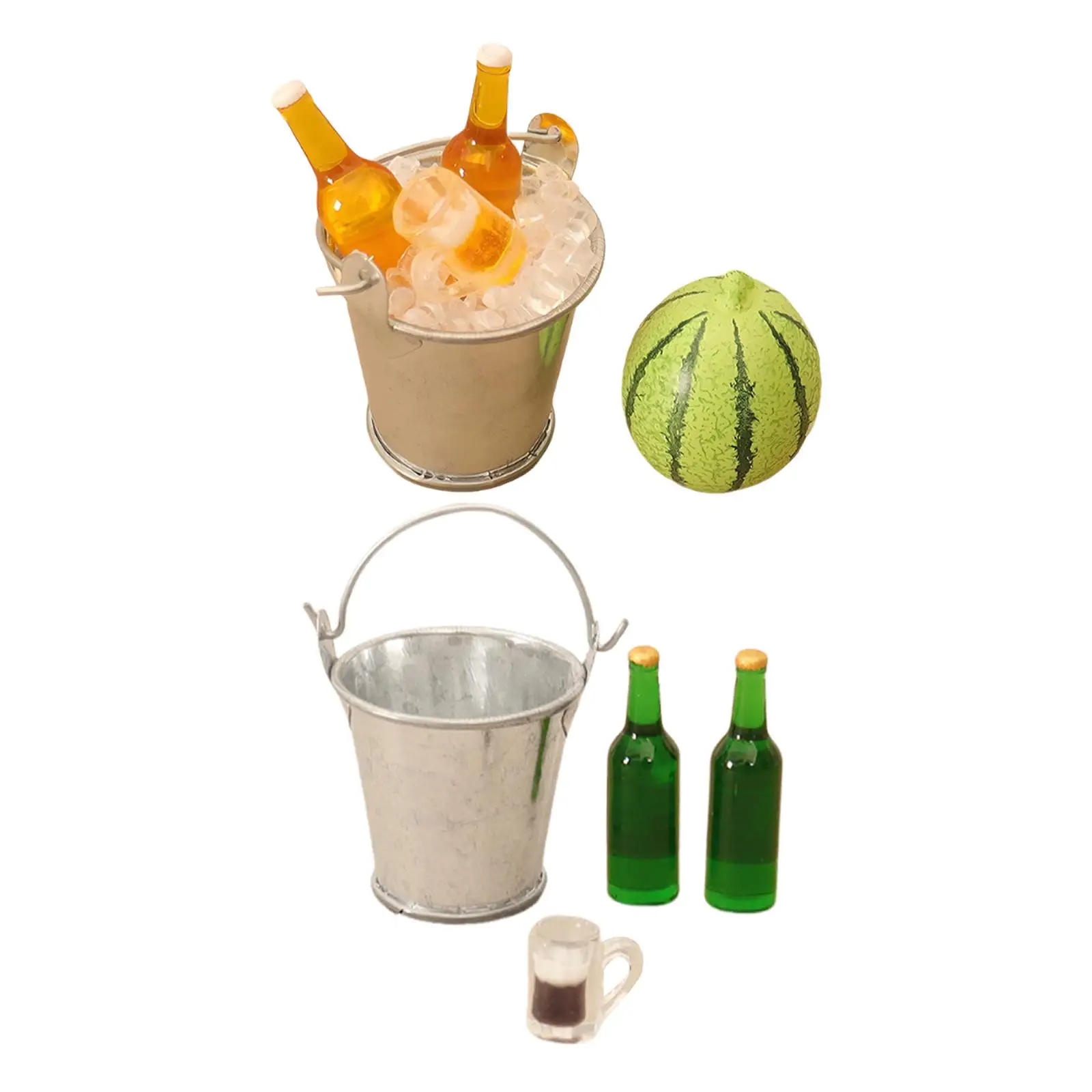 1:12 Bierfles Set Model Drink Cooling Emmer Speelgoed Gesimuleerde Hars Fantasiespel