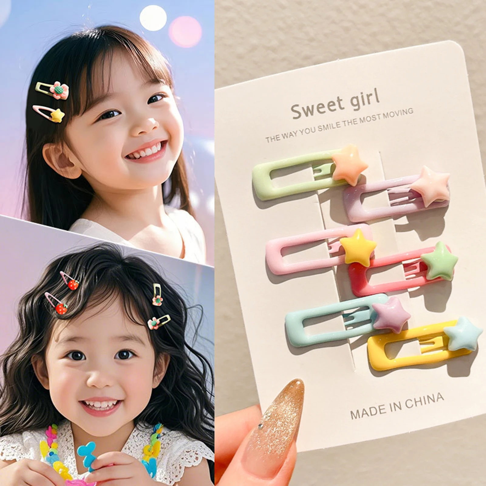 

Dopamine Colorful Hair Clips for Kids Love Heart/Star Bangs Side Clips Non-Slip Hairgrips for Women Y2K Girls Cute Hairpins