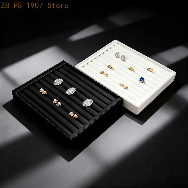 Deluxe Leather Jewelry Display Tray with Sections for Multiple Rings Compact Size 20x25x3.5cm 55KA