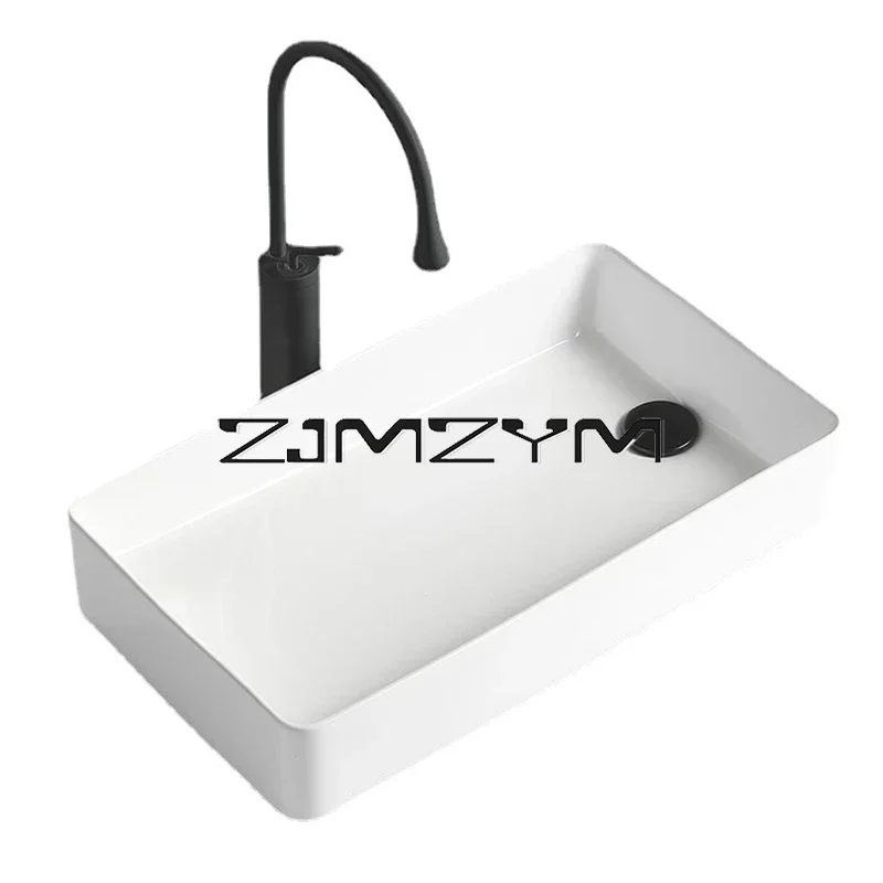 Imagem -05 - Bacia de Mesa Retangular para Máquina de Lavar Lavatório Doméstico Dreno do Lado Esquerdo e Direito Lavatório Aprofundamento de Água Varanda