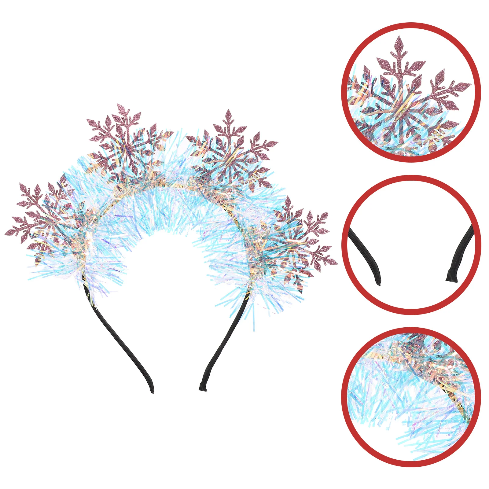 Gorros de Navidad Diadema navideña Copo de nieve Diademas plateadas Aro para el pelo para mujer Tela de fieltro