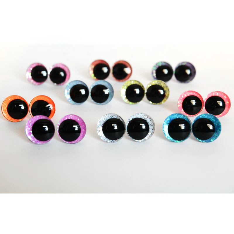 20PCS/LOT 16mm 18mm 20mm 25mm 30mm Cartoon 3D glitter toy eyes funny doll eyes With washer FOR PLUSH CRAFT