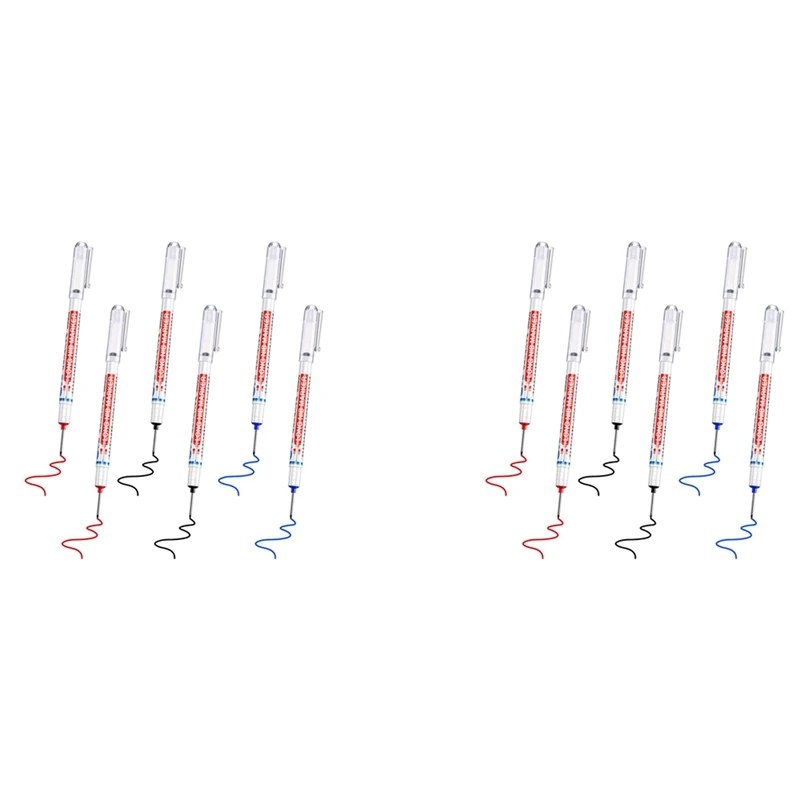 Pennarello multifunzione a testa lunga con foro profondo a testa lunga 12 pezzi pennarello impermeabile con foro per trapano profondo