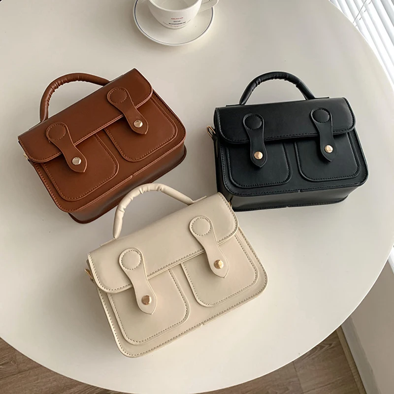 

Luxury Designer Small Square Bag Women Casual Versatile Top Handle Chic Crossbody Bags Street Simple Shoulder Bag Vintage Tote