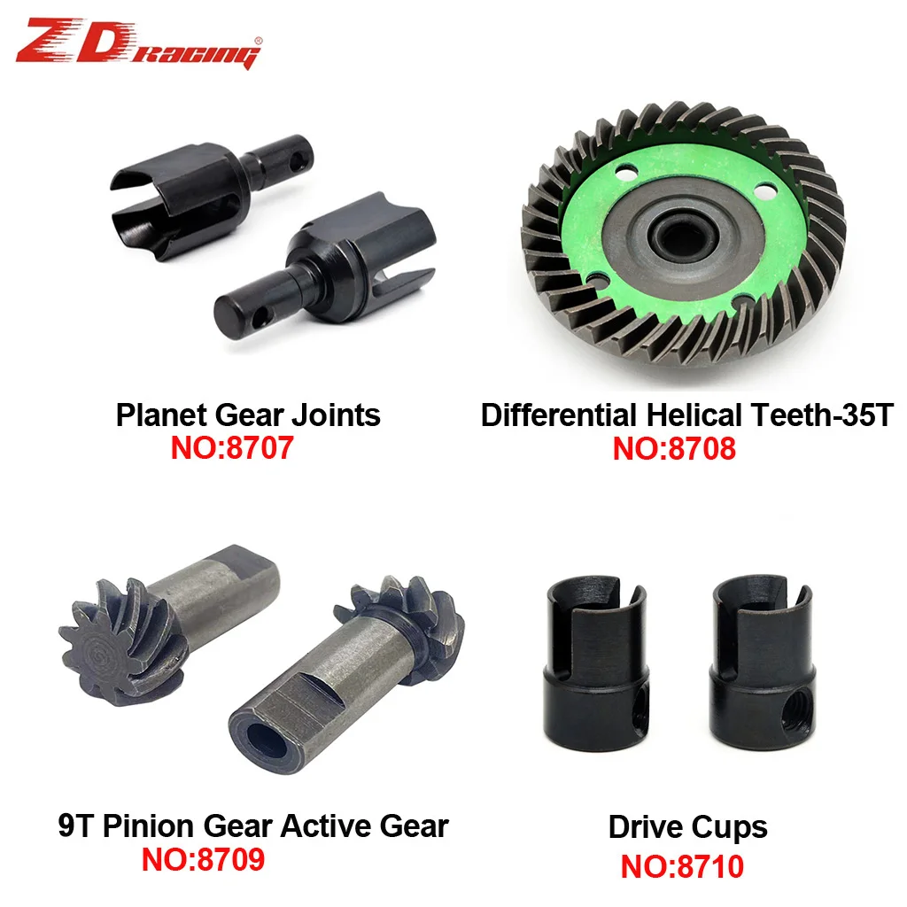 ZD Racing 1/7 MX-07 RC Car Parts Metal Differential Connection Cup Gear Joints/9T Active Gear/35T Helical Teeth/Drive Cup