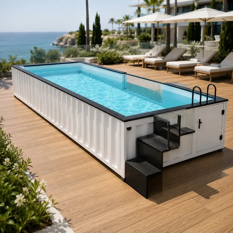 Above Ground Container Pool Removable Structure Customized Layout Color with Outdoor Ladder Patio Backyard Fun
