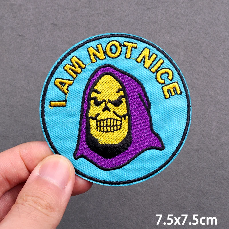 Hip Hop Punk Patch Iron On Embroidery Patches For Clothing Thermoadhesive Patches On Clothes Skull Patch For Clothes Stickers