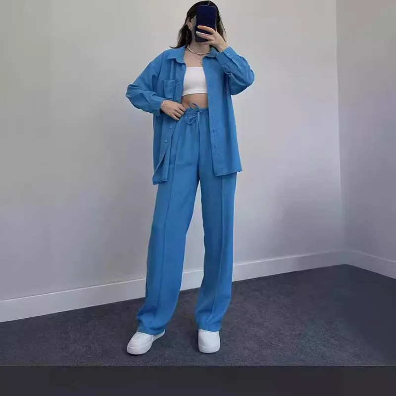 New hot ladies casual shirt suit spot spring autumn loose fashion solid color sports comfortable high-end career office